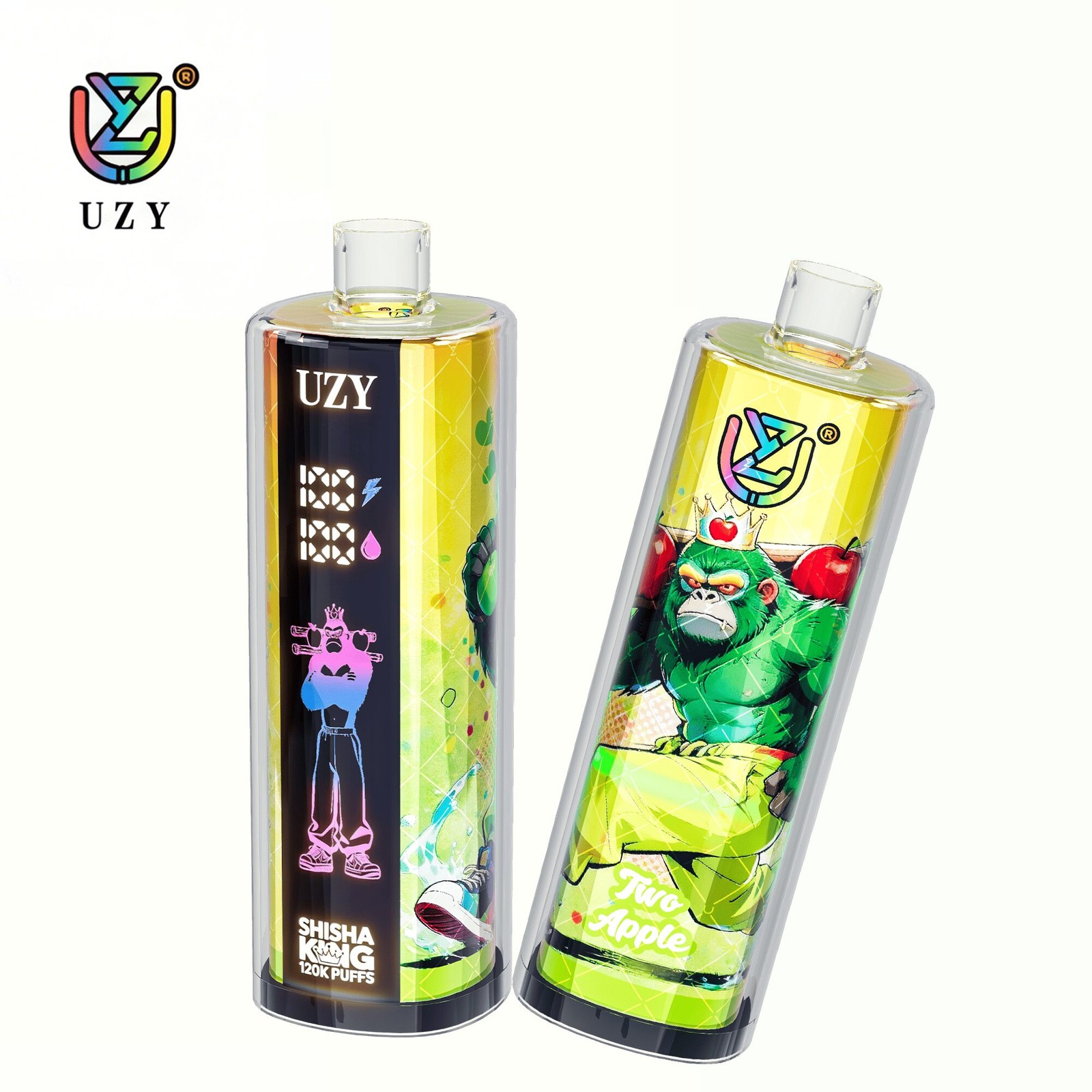 UZY Shisha Hookah King 120000 120K Puffs Smart Screen LED Display Disposable DTL in Double Apple flavor