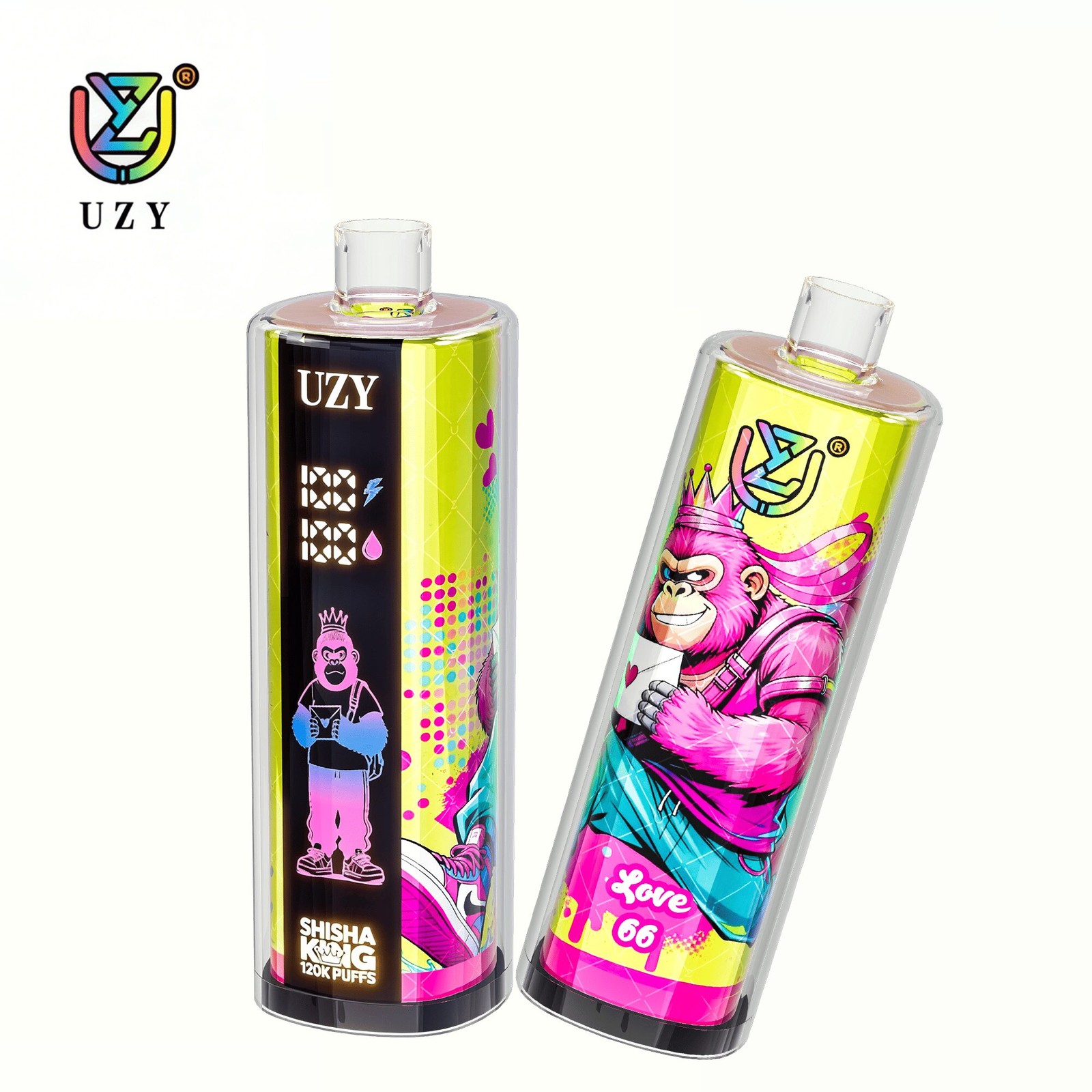 UZY Shisha Hookah King 120000 120K Puffs Smart Screen LED Display Disposable DTL in Love 66 flavor