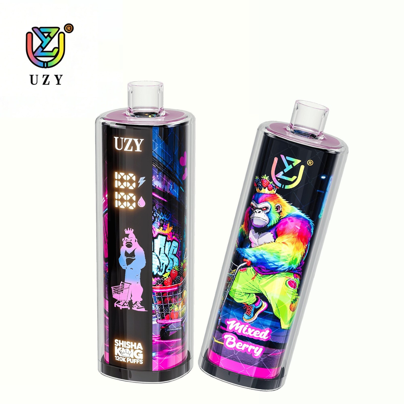 UZY Shisha Hookah King 120000 120K Puffs Smart Screen LED Display Disposable DTL in Mixed Berry flavor