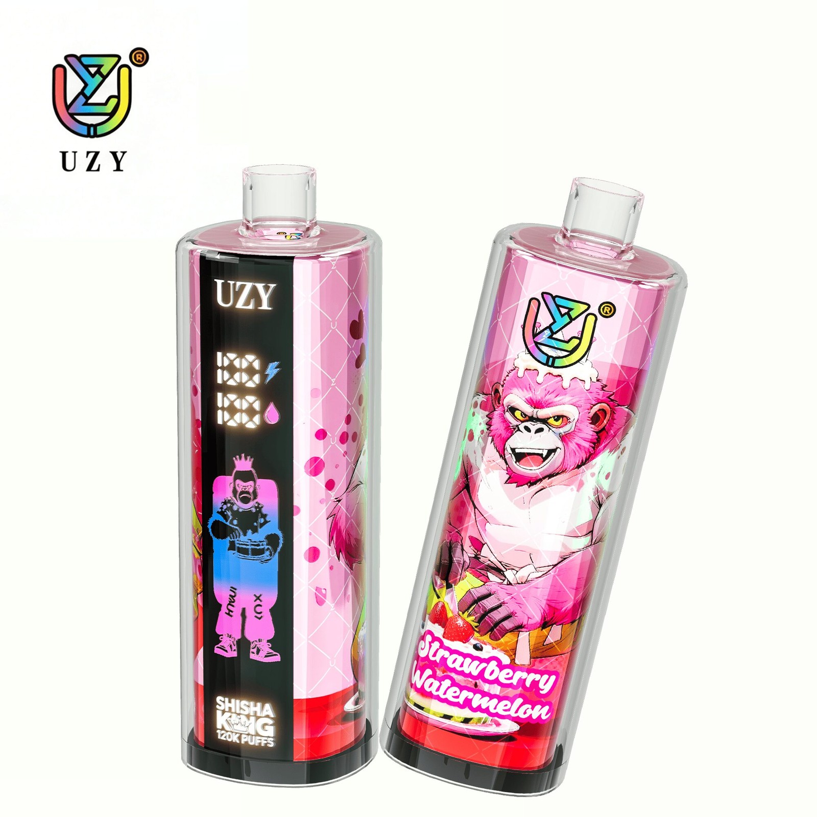 UZY Shisha Hookah King 120000 120K Puffs Smart Screen LED Display Disposable DTL in Strawberry Watermelon flavor