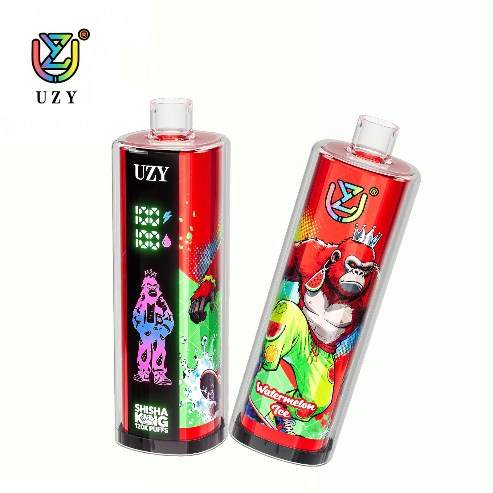 UZY Shisha Hookah King 120000 120K Puffs Smart Screen LED Display Disposable DTL in Watermelon Ice flavor