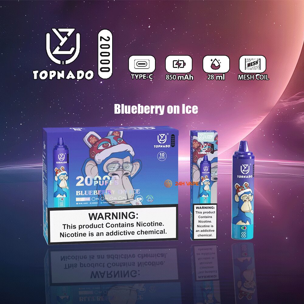 UZY Tornado 20000 20K Puffs LED Display Edition Disposable in Blueberry on Ice flavor