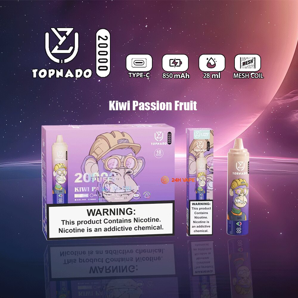 UZY Tornado 20000 20K Puffs LED Display Edition Disposable in Kiwi Passion Fruit flavor