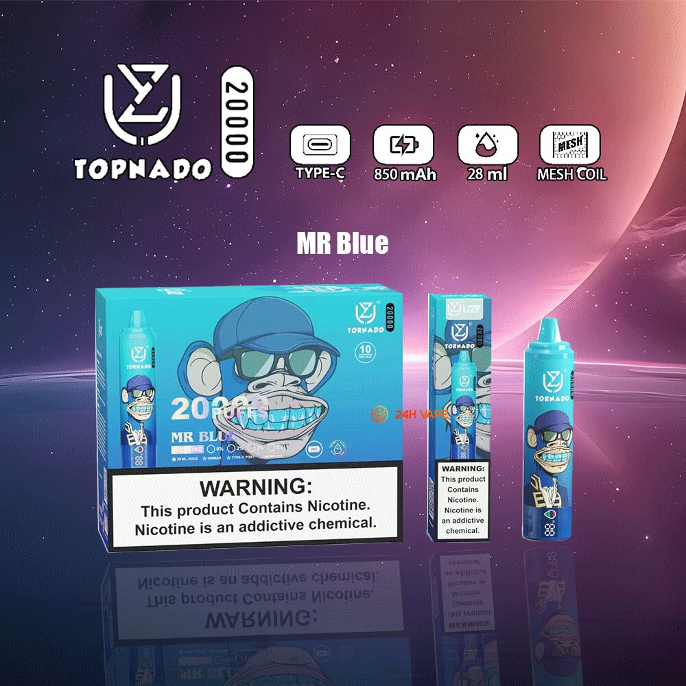UZY Tornado 20000 20K Puffs LED Display Edition Disposable in MR Blue flavor