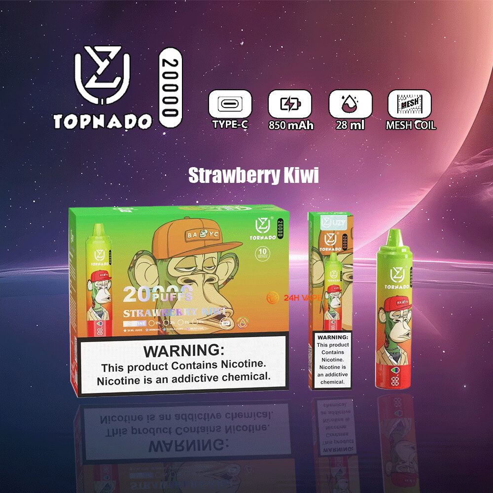 UZY Tornado 20000 20K Puffs LED Display Edition Disposable in Strawberry Kiwi flavor