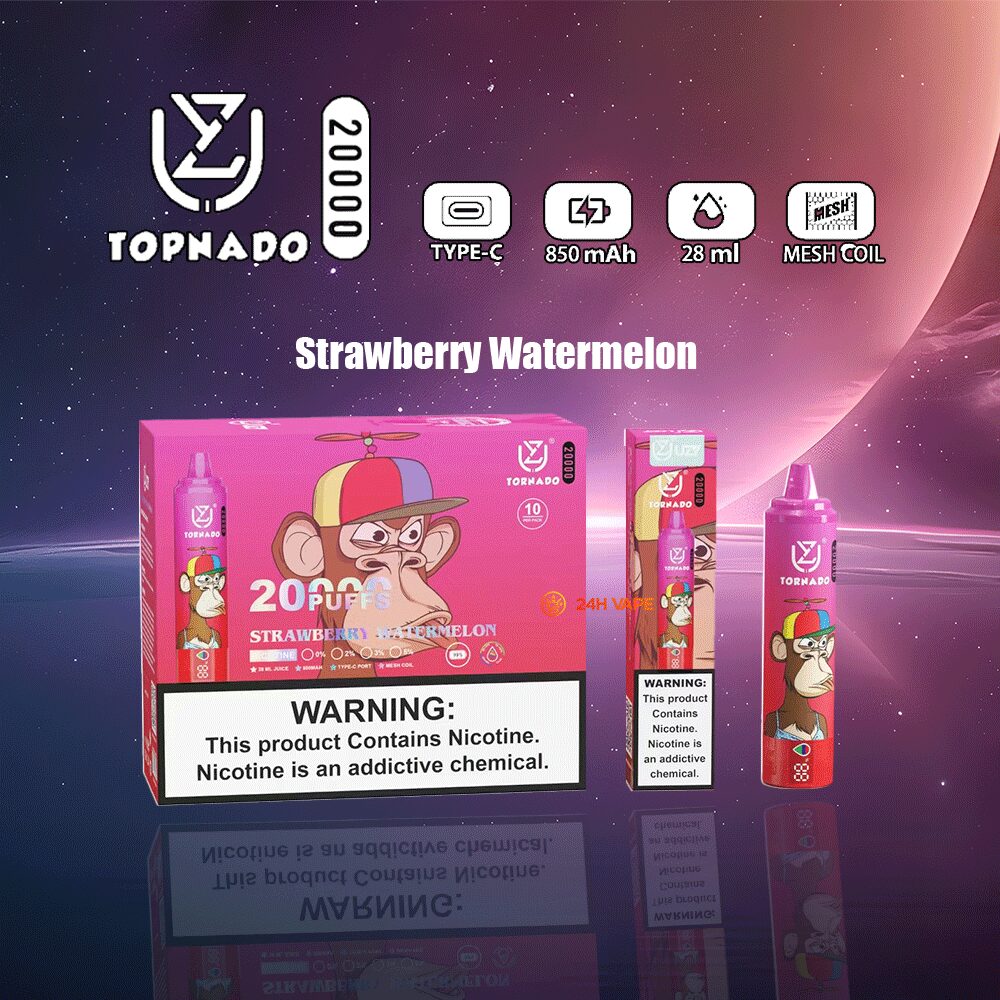 UZY Tornado 20000 20K Puffs LED Display Edition Disposable in Strawberry Watermelon flavor