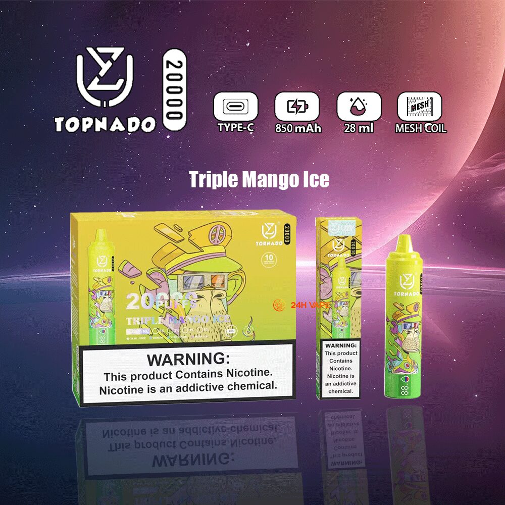 UZY Tornado 20000 20K Puffs LED Display Edition Disposable in Triple Mango Ice flavor
