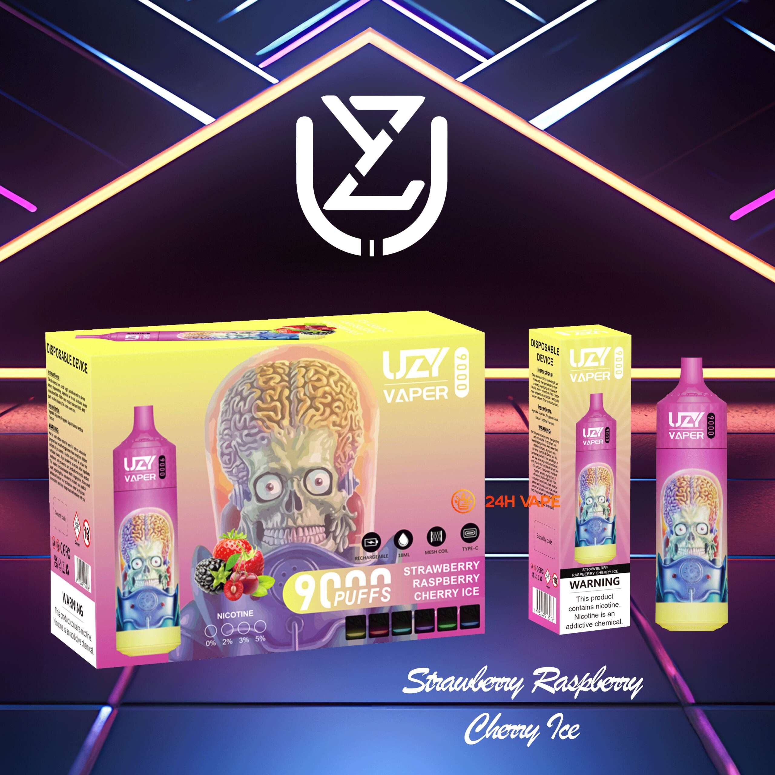 UZY Vaper 9000 Puffs 0% 2% 3% 5% Nicotine Disposable random flavor option image