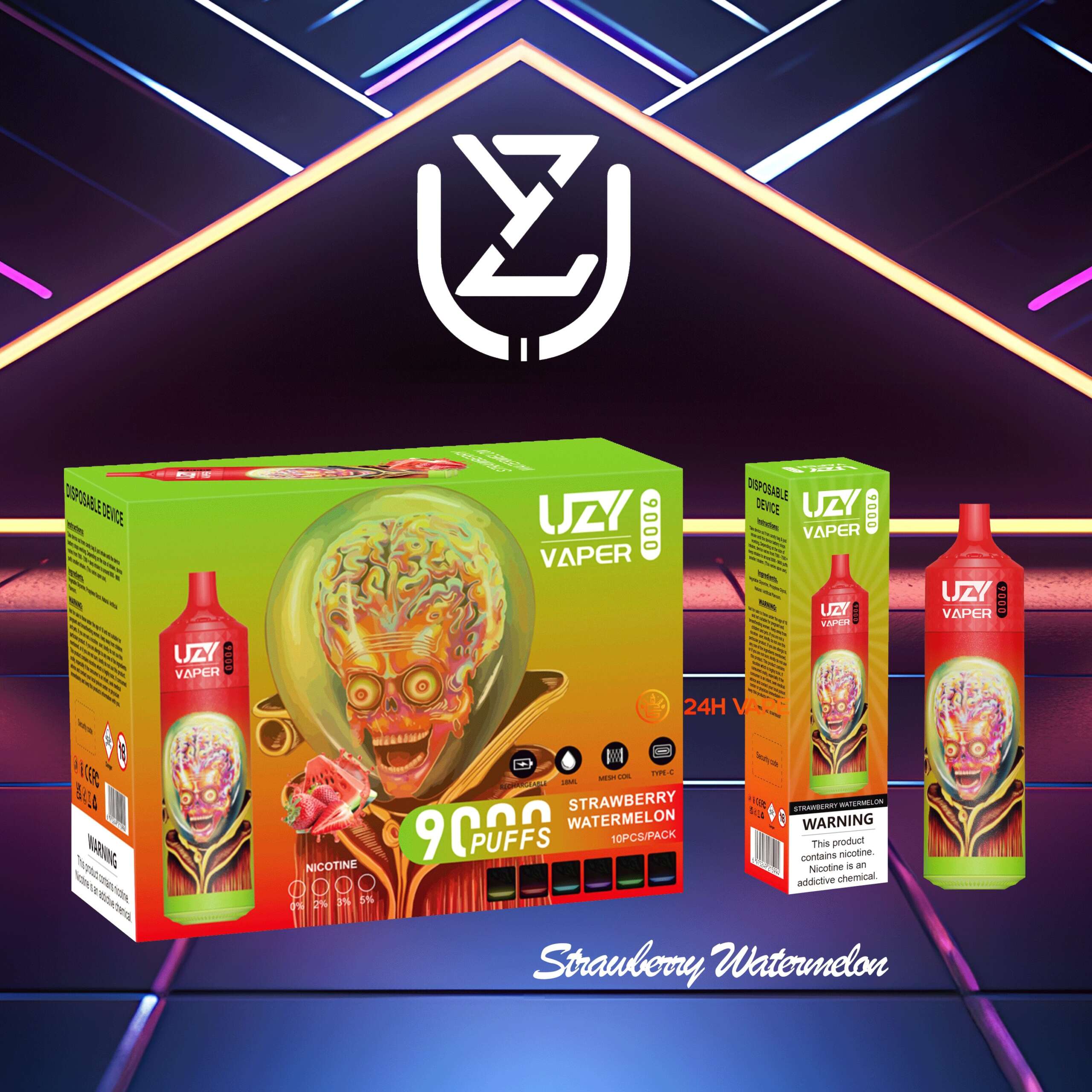 UZY Vaper 9000 Puffs 0% 2% 3% 5% Nicotine Disposable random flavor option image