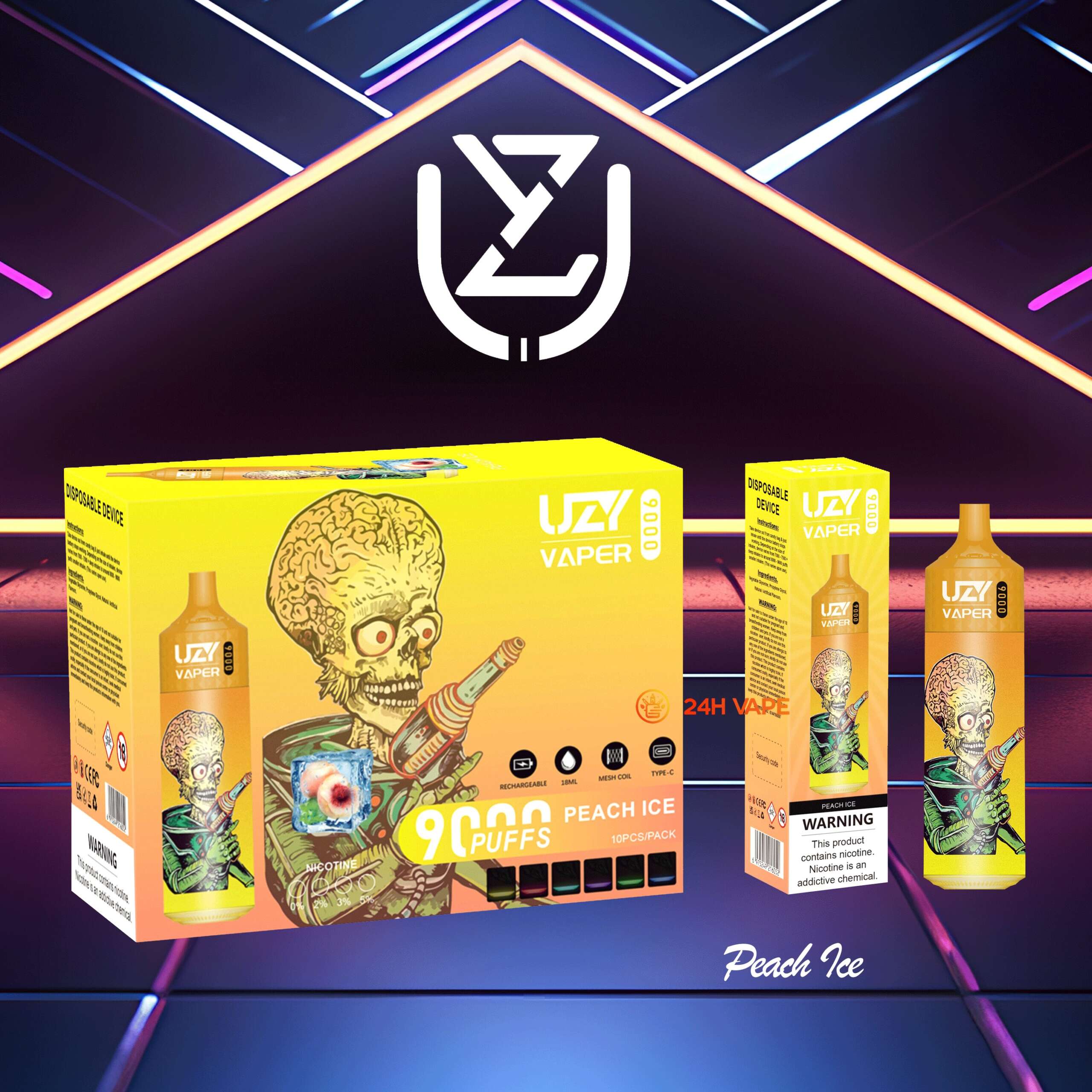 UZY Vaper 9000 Puffs 0% 2% 3% 5% Nicotine Disposable random flavor option image