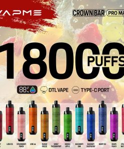 VAPME Crown Bar 18000 Pro Max: vaporizador desechable de cuero con 18 000 caladas