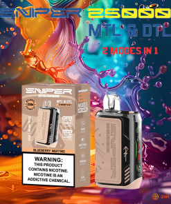 VAPMOD SNIPER 25000 25K Puffs Edition Leather LED Display Disposable Vape in Blueberry Muffins flavor