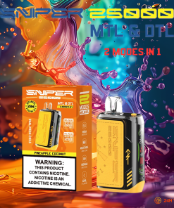 VAPMOD SNIPER 25000 25K Puffs Edition Leather LED Display Disposable Vape in Pineapple Coconut flavor