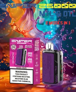 VAPMOD SNIPER 25000 25K Puffs Edition Leather LED Display Disposable Vape in Sakura Grape flavor