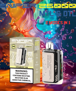 VAPMOD SNIPER 25000 25K Puffs Edition Leather LED Display Disposable Vape in Strawberry Kiwi flavor