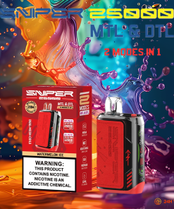 VAPMOD SNIPER 25000 25K Puffs Edition Leather LED Display Disposable Vape in Watermelon Ice flavor
