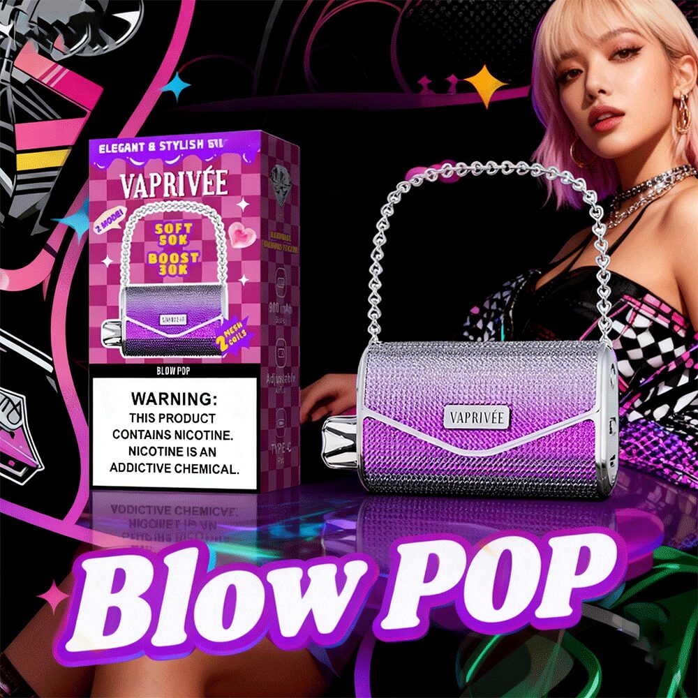 VAPRIVÉE 50000 50K Puffs Dual Power Mode & Dual Mesh Disposable Vape in Blow Pop flavor
