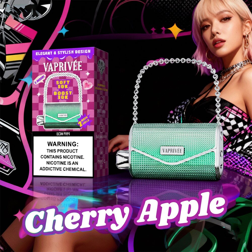 VAPRIVÉE 50000 50K Puffs Dual Power Mode & Dual Mesh Disposable Vape in Cherry Apple flavor