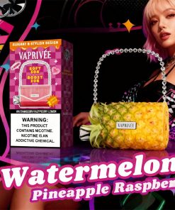 VAPRIVÉE 50000 50K Puffs Dual Power Mode & Dual Mesh Disposable Vape in Watermelon Pineapple Raspberry flavor