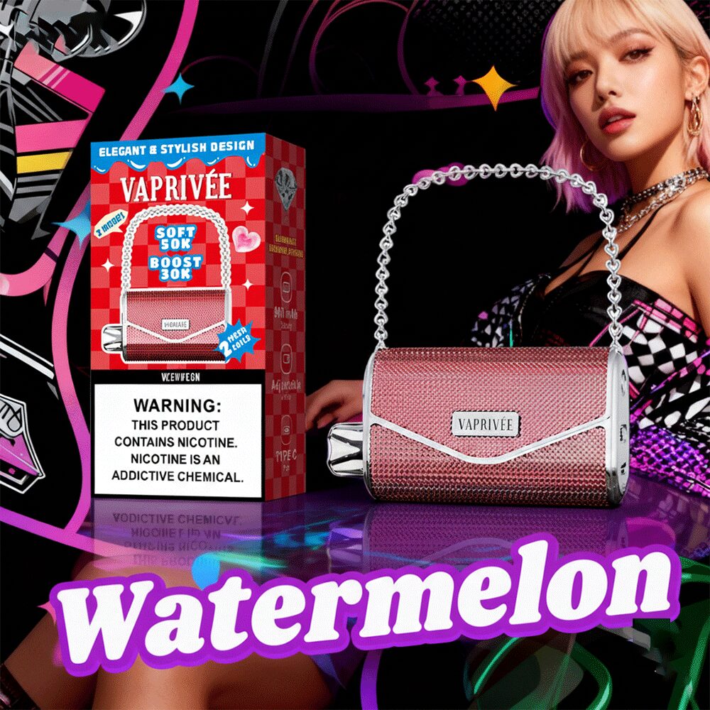 VAPRIVÉE 50000 50K Puffs Dual Power Mode & Dual Mesh Disposable Vape in Watermelon flavor