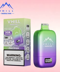 VHILL DAZZLE 50000 50K Puffs Airflow Ajustable Rechargeable LED Display Disposable Vape EU Warehouse in Aloe Grape flavor