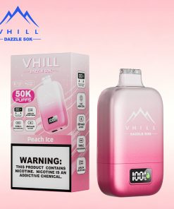 VHILL DAZZLE 50000 50K Puffs Airflow Ajustable Rechargeable LED Display Disposable Vape EU Warehouse in Peach Ice flavor