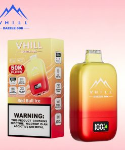 VHILL DAZZLE 50000 50K Puffs Airflow Ajustable Rechargeable LED Display Disposable Vape EU Warehouse in Red Bull Ice flavor