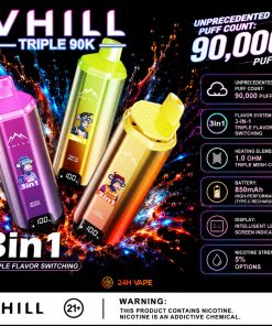VHILL Triple 90K 90000 Puffs 3 in 1 Flavors&LED Screen Rechargeable Disposable Vape EU Warehouse product image