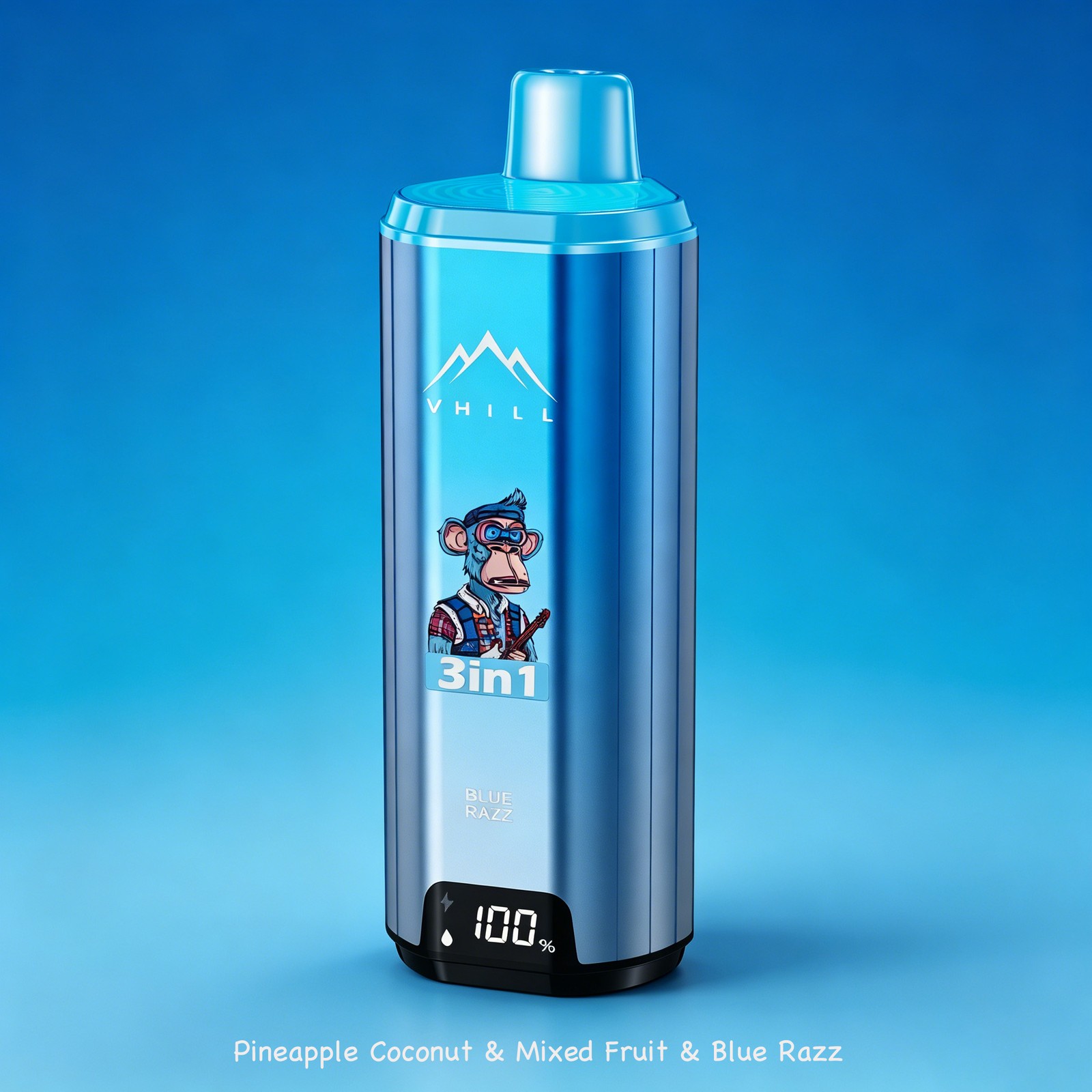 VHILL Triple 90K 90000 Puffs 3 in 1 Flavors&LED Screen Rechargeable Disposable Vape EU Warehouse in Pineapple Coconut & Mixed Fruit & Blue Razz flavor