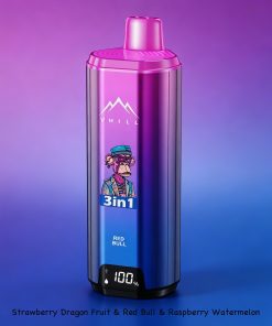 VHILL Triple 90K 90000 Puffs 3 in 1 Flavors&LED Screen Rechargeable Disposable Vape EU Warehouse in Strawberry Dragon Fruit & Red Bull & Raspberry