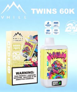 VHILL TWINS 60000 60K Puffs Dual Flavors LED Display Disposable Vape EU Warehouse in Black Ice Dragonfruit Strawberry & Raspberry Watermelon flavor