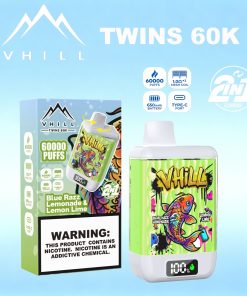 VHILL TWINS 60000 60K Puffs Dual Flavors LED Display Disposable Vape EU Warehouse in Blue Razz Lemonade & Lemon Lime flavor