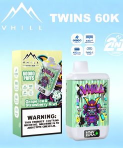 VHILL TWINS 60000 60K Puffs Dual Flavors LED Display Disposable Vape EU Warehouse in Grape Ice & Strawberry Kiwi flavor