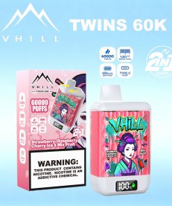 VHILL TWINS 60000 60K Puffs Dual Flavors LED Display Disposable Vape EU Warehouse in Strawberry Raspberry Cherry Ice & Mix Fruit flavor