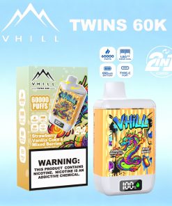 VHILL TWINS 60000 60K Puffs Dual Flavors LED Display Disposable Vape EU Warehouse in Strawberry Vanilla Coke & Mixed Berries flavor