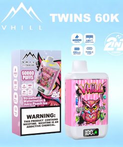 VHILL TWINS 60000 60K Puffs Dual Flavors LED Display Disposable Vape EU Warehouse in Strawberry Watermelon & Juicy Peach Ice flavor