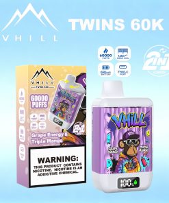 VHILL TWINS 60000 60K Puffs Dual Flavors LED Display Disposable Vape EU Warehouse in Triple Mango & Grape Energy flavor