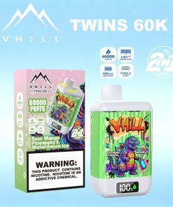 VHILL TWINS 60000 60K Puffs Dual Flavors LED Display Disposable Vape EU Warehouse in vhill twins 60000 sour mango pineapple watermelon ice flavor