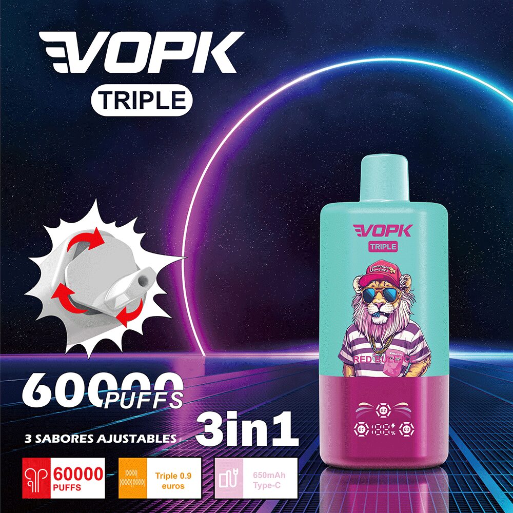 VOPK Triple 60000 60k Puffs 3 in 1 Flavors Rechargeable LED Display Disposable Vape product image