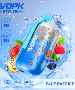 VOPK BTC 35000 35K Puffs Airflow Adjustable & Dual Mode Disposable Vape in Blue Razz Ice flavor