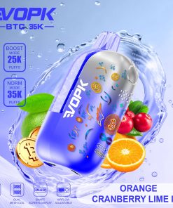 VOPK BTC 35000 35K Puffs Airflow Adjustable & Dual Mode Disposable Vape in Orange Cranberry Lime Ice flavor