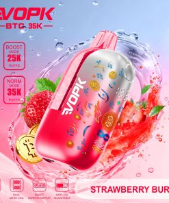 VOPK BTC 35000 35K Puffs Airflow Adjustable & Dual Mode Disposable Vape in Strawberry Burst flavor