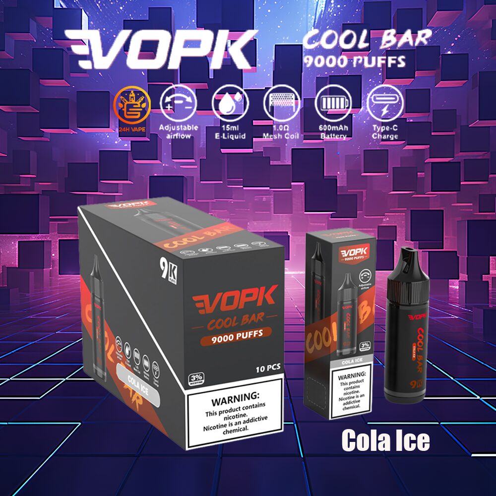 VOPK Cool Bar 9000 9k Puffs 0% 2% 3% 5% Nicotine Disposable in Cola Ice flavor