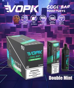 VOPK Cool Bar 9000 9k Puffs 0% 2% 3% 5% Nicotine Disposable in Double Mint flavor