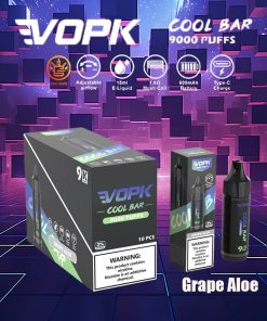 VOPK Cool Bar 9000 9k Puffs 0% 2% 3% 5% Nicotine Disposable in Grape Aloe flavor