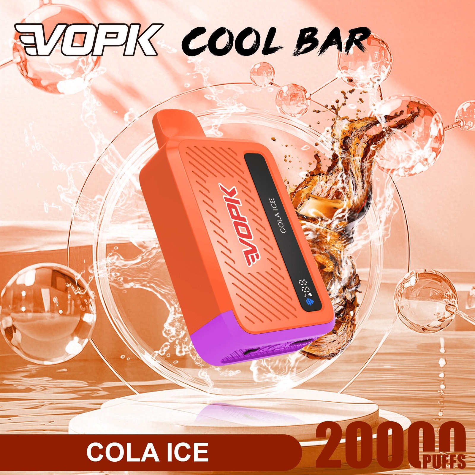 VOPK Cool Bar 20000 20K Puffs Adjustable Airflow Rechargeable Disposable Vape in Cola Ice flavor