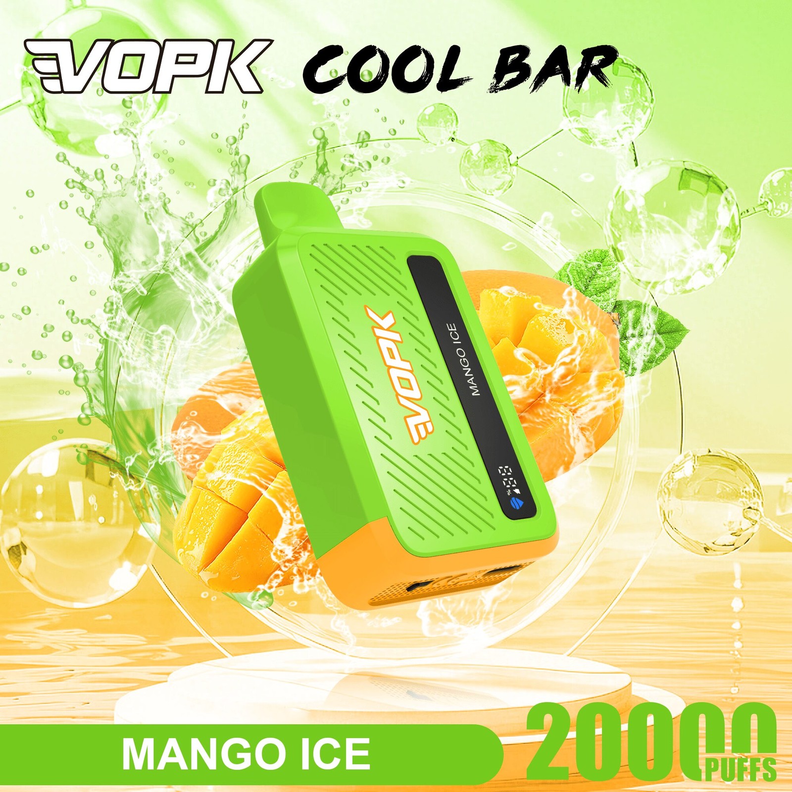VOPK Cool Bar 20000 20K Puffs Adjustable Airflow Rechargeable Disposable Vape in Mango Ice flavor