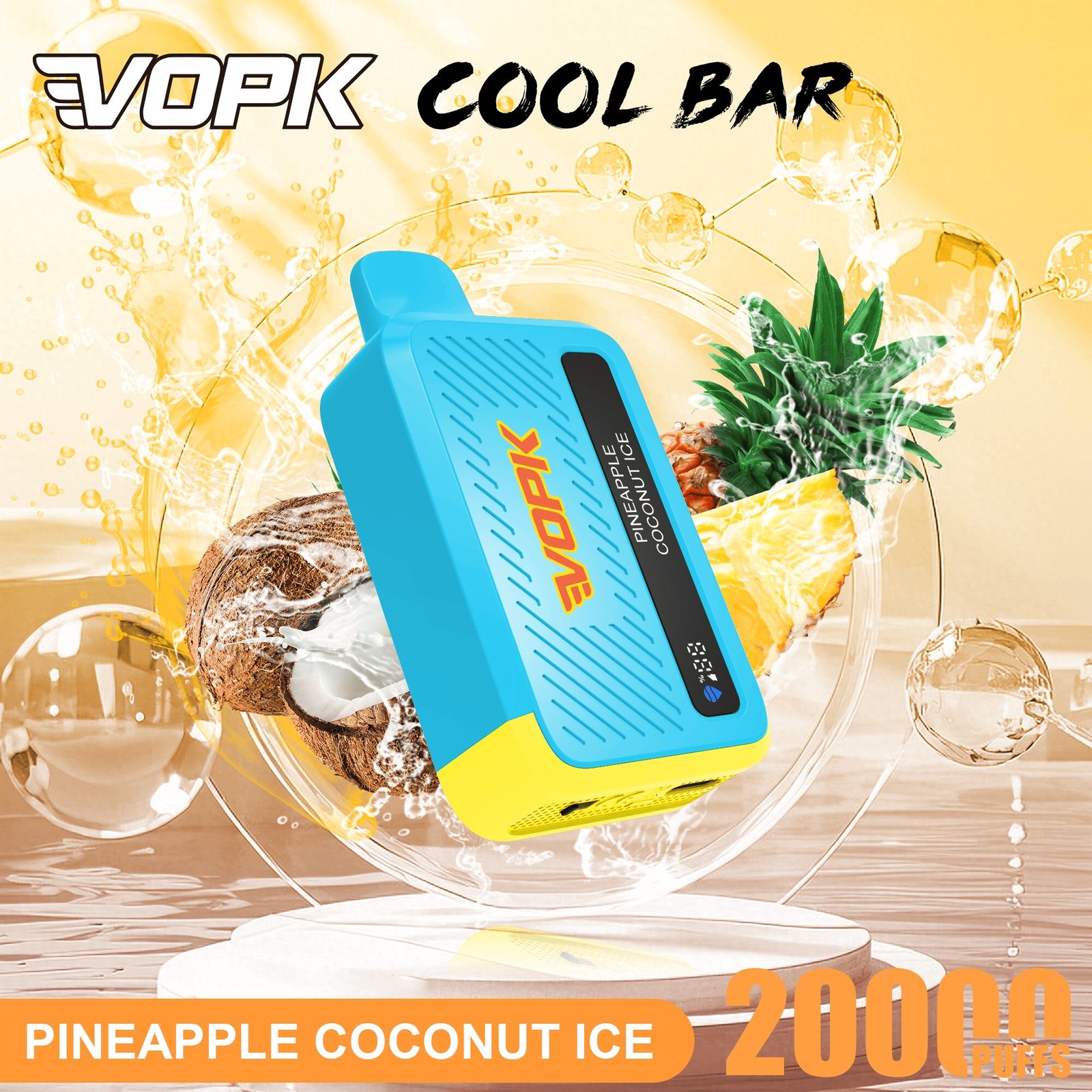 VOPK Cool Bar 20000 20K Puffs Adjustable Airflow Rechargeable Disposable Vape in Pineapple Coconut Ice flavor