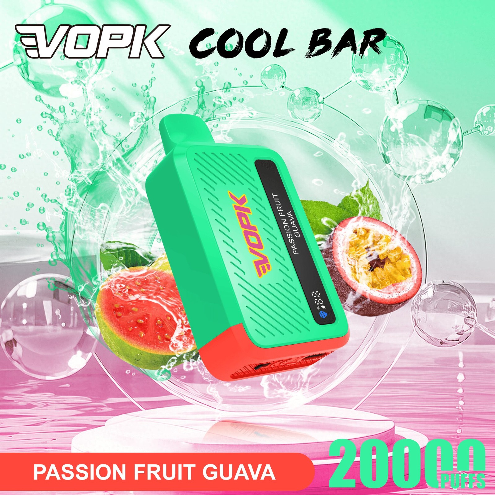 VOPK Cool Bar 20000 20K Puffs Adjustable Airflow Rechargeable Disposable Vape in vopk cool bar 20000 20k passion fruit guava flavor