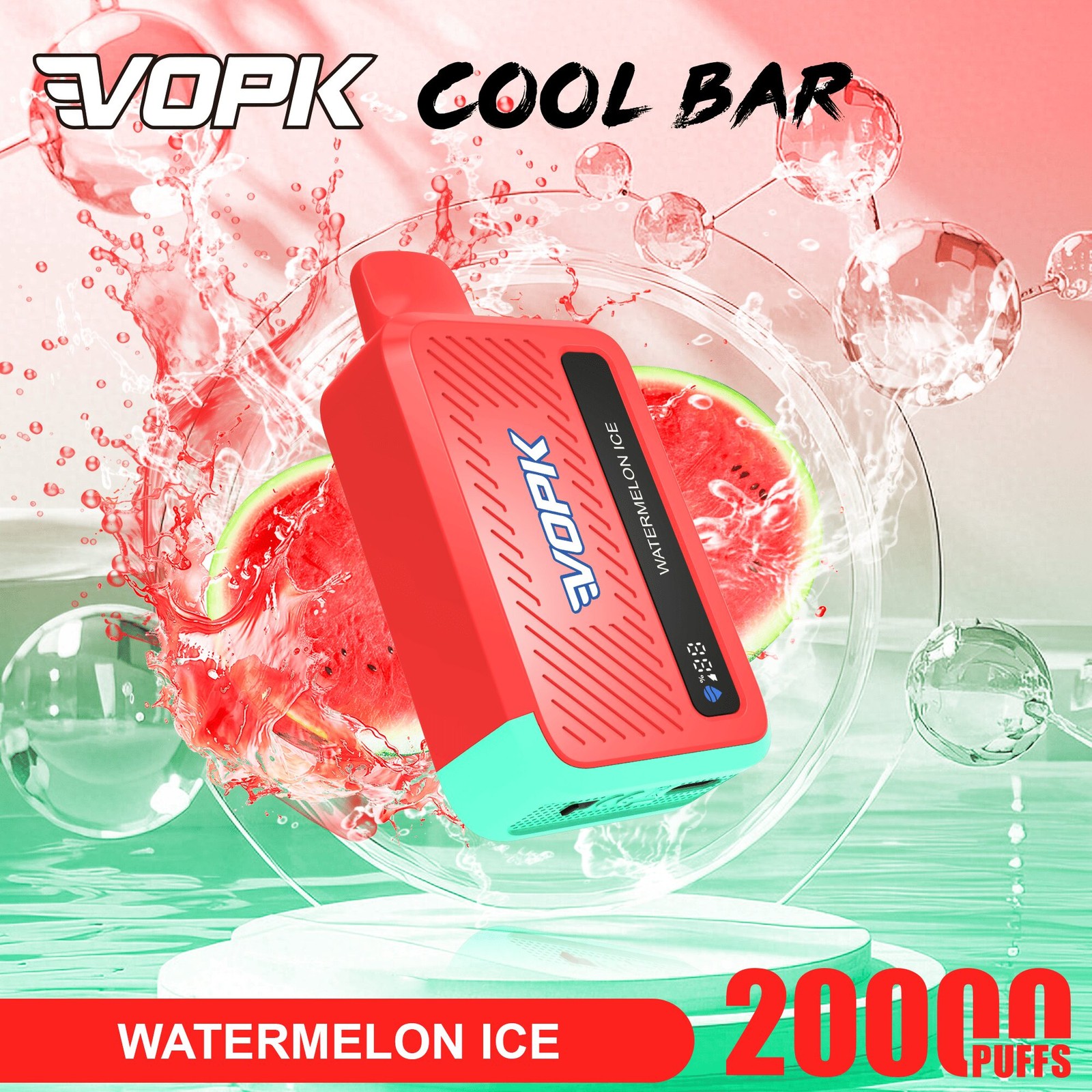 VOPK Cool Bar 20000 20K Puffs Adjustable Airflow Rechargeable Disposable Vape in Watermelon Ice flavor